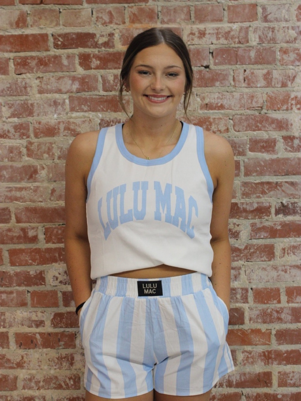 Lulu Mac TK 1000 Light Blue Letter Tank Top